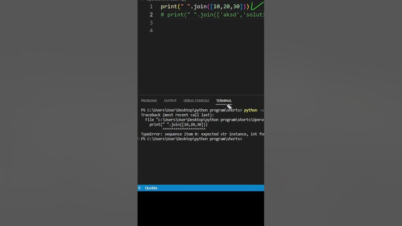 How to use join method in python python shorts youtubeshorts 