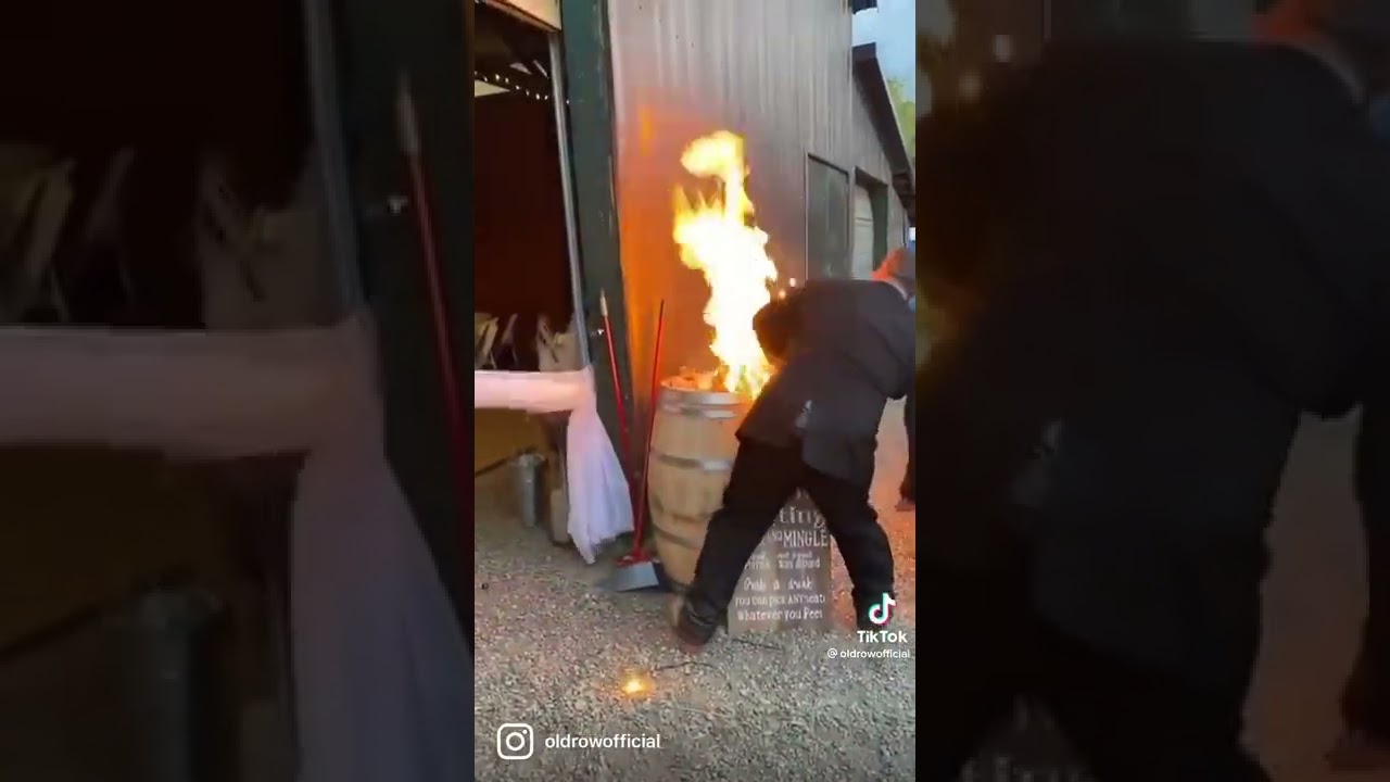  Drunk guest sets fire at a wedding and almost kills everybody...The party was lit 😂