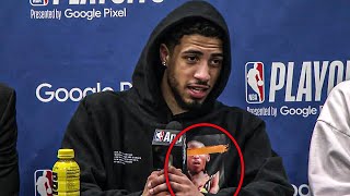 Tyrese Haliburton wears a Reggie Miller t-shirt in his press conference after Game 7 😅 | NBA on ESPN