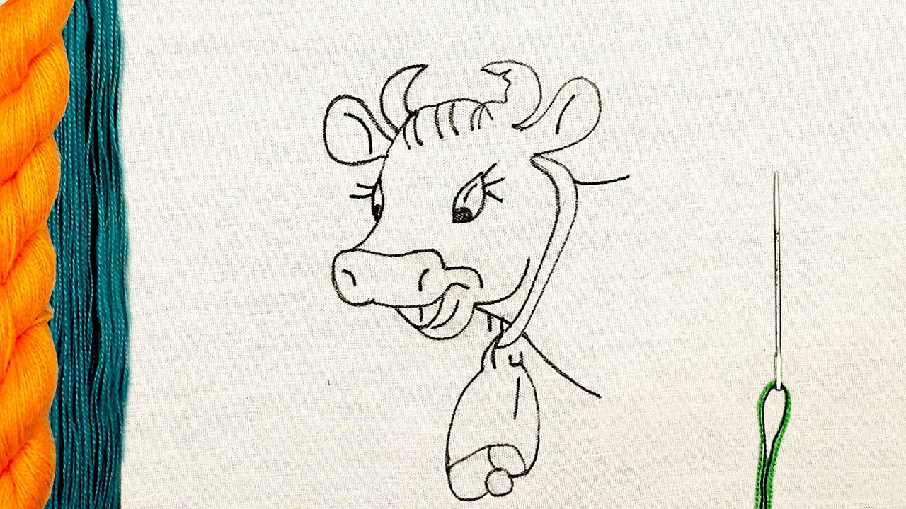 милые дизайны вышивки вручную - удивительный узор ручной вышивки корова - вышивка коровы