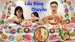 Lần Đầu Ăn Lẩu Băng Chuyền | Hằng Nheo Vlog