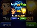 React Props vs State Explained in 30 Seconds. 😕➡️💡 #reactjs #frontend #tech #technology #shorts