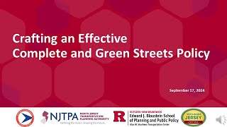 Webinar: Crafting an Effective Complete and Green Streets Policy