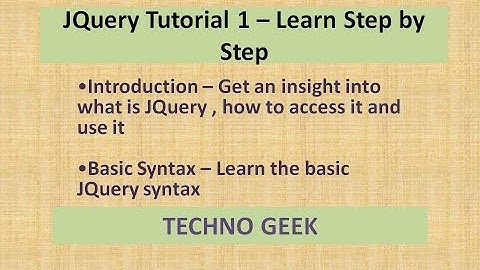 JQuery Tutorial 1 - Learn Step by Step | Introduction to JQuery