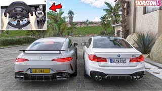 Forza Horizon 5  BMW M5 F90 & MercedesAMG GT63 S 4Door | Steering Wheel Gameplay (Ft. K3BAB)