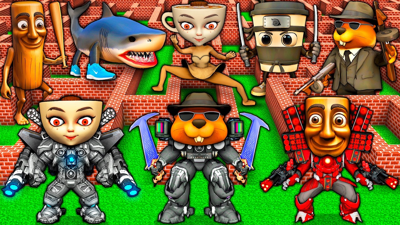 SURVIVAL MAZE of BRAINROT TITAN vs SKIBIDI TOILET MULTIVERSE and TV WOMAN in MINECRAFT animation