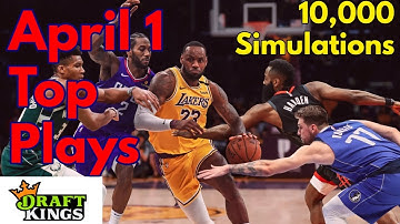 Top NBA DFS Plays based on 10,000 Simulations Excel - Friday April 1