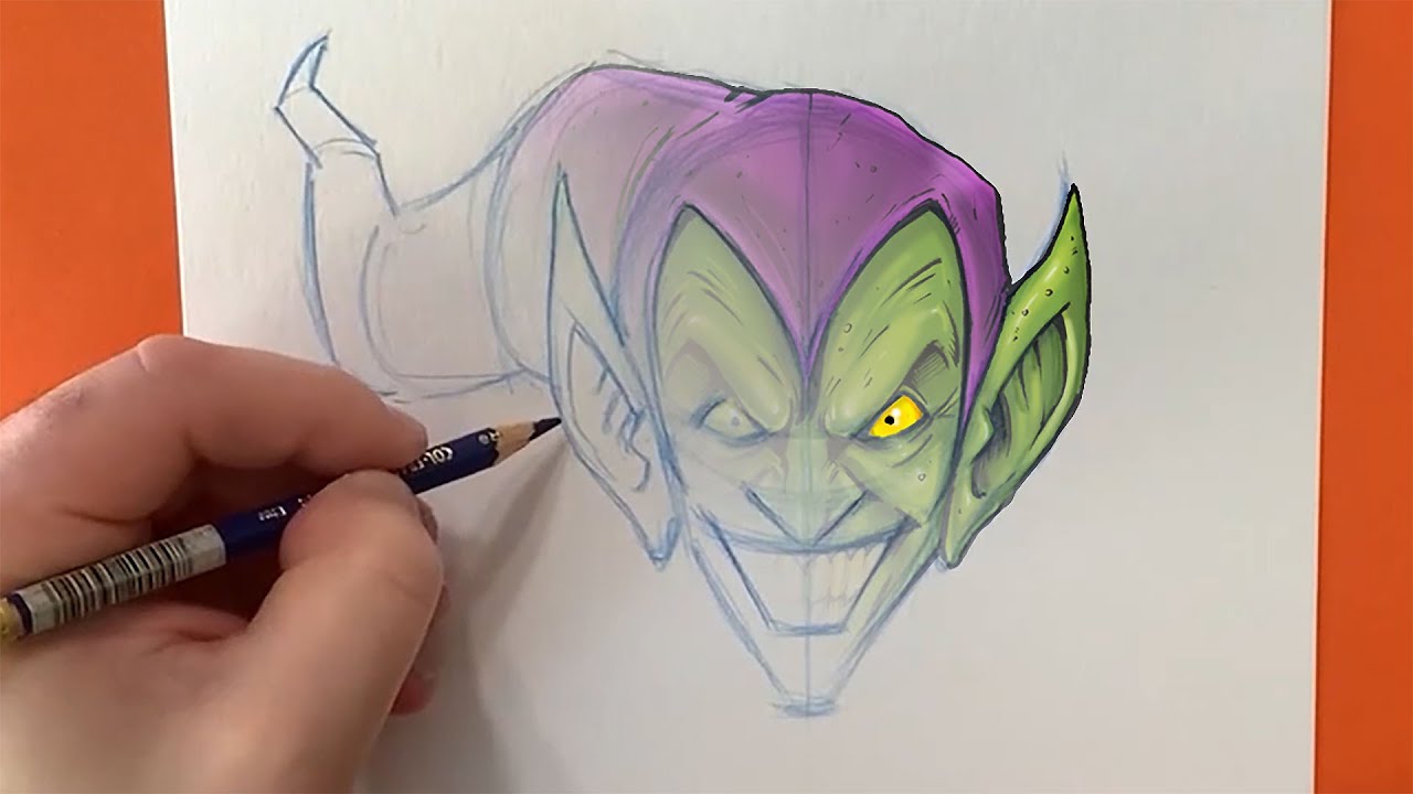 A green goblin drawing that I made. Thought I'd share it on here : r/drawing