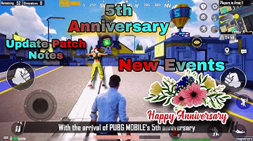 New update pubg mobile | PUBG MOBILE | 5th Anniversary Update Patch Notes | New events pubg mobile