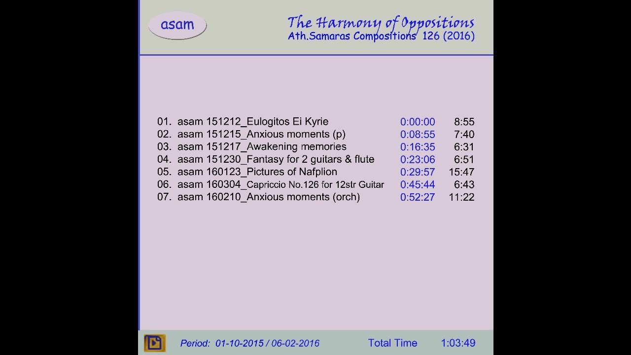 asam CD126 (2016) - The Harmony of Oppositions