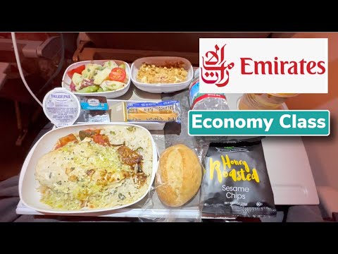 Emirates Airline IN FLIGHT FOOD in Economy Class | Houston to Dubai