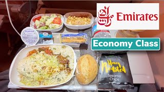 Emirates Airline IN FLIGHT FOOD in Economy Class | Houston to Dubai