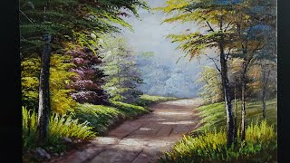 Pintura em tela paisagem caminho matas acrílico / Painting on canvas landscape path woods acrylic