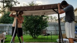 Mainstays Lawson Ridge Converting Outdoor Swing/Hammock Patio Swing Assembly Assembly of the Mainstays Lawson Ridge Converting Outdoor Swing/Hammock Patio Swing. It was quick and easy with minimal