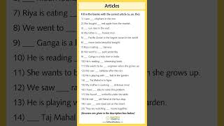 📝 Articles (a, an, the) | Worksheet with Answers 🧑🏻‍🏫 | English Grammar for School #english #shorts