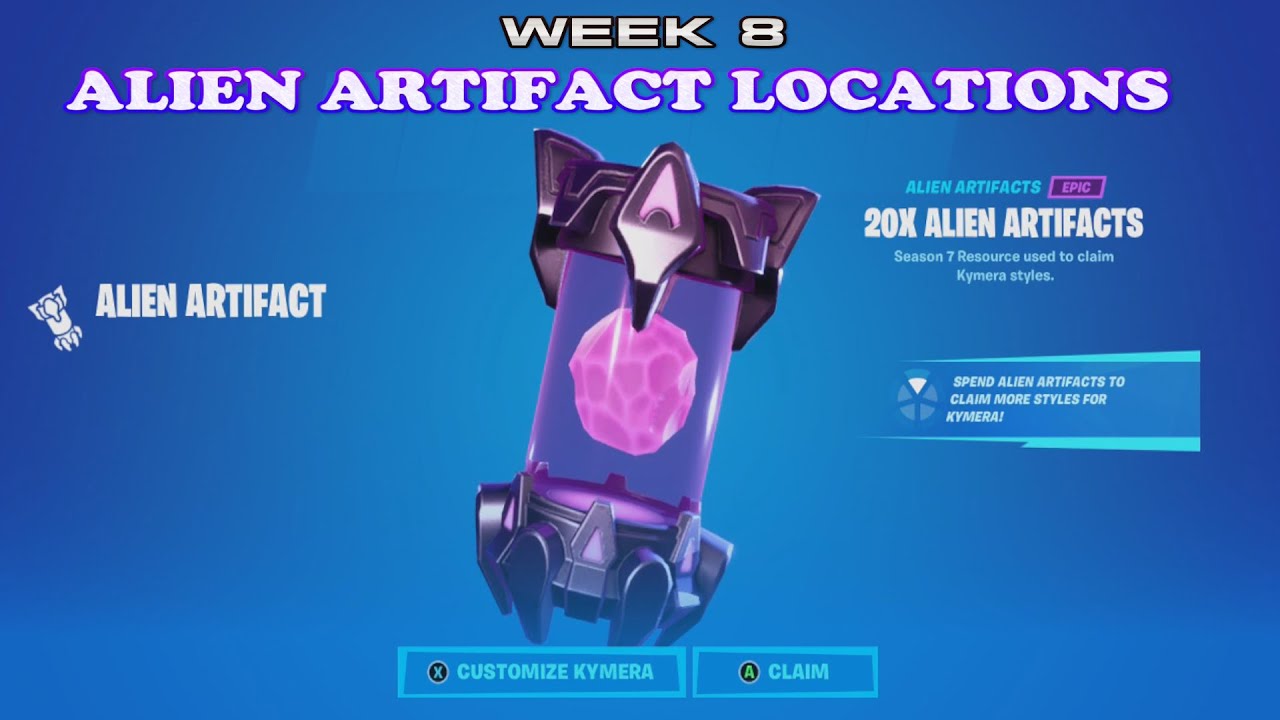 🔹🔷 FORTNITE ALL WEEK 8 ALIEN ARTIFACTS USING A SPACEHIP TO COLLECT THEM 🔷🔹