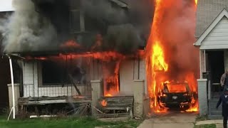 Cellphone footage shows rescue at house fire on Detroit's east side