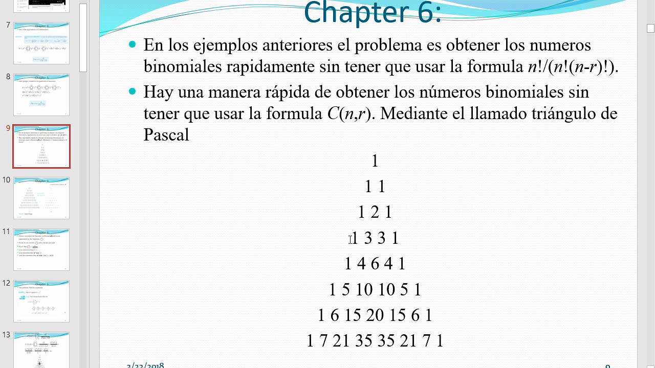 CECS2004 Semana5 February22 0301 BINOMIAL THEOREM MATRICES