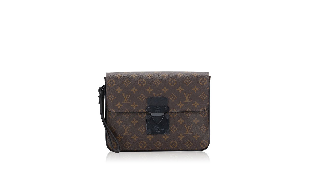 LOUIS VUITTON S Lock A4 Pouch Monogram Monogram Macassar