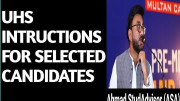 UHS INSTRUCTIONS TO SELECTED CANDIDATES