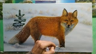 Как нарисовать лису маслом|как рисовать лисицу живопись
