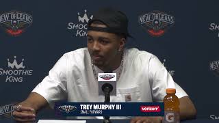 Trey Murphy III on playing with pace, Brandon Ingram | Pelicans-Spurs Postgame Interview 3\/21\/2023