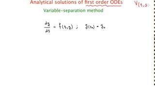 Analytical solutions of first order ODEs