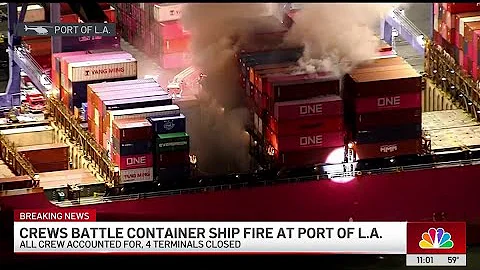 Hazardous cargo ship fire in San Pedro prompts shelter-in-place warning