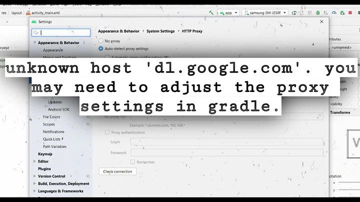 unknown host 'dl.google.com'. you may need to adjust the proxy settings in gradle. || Android Studio