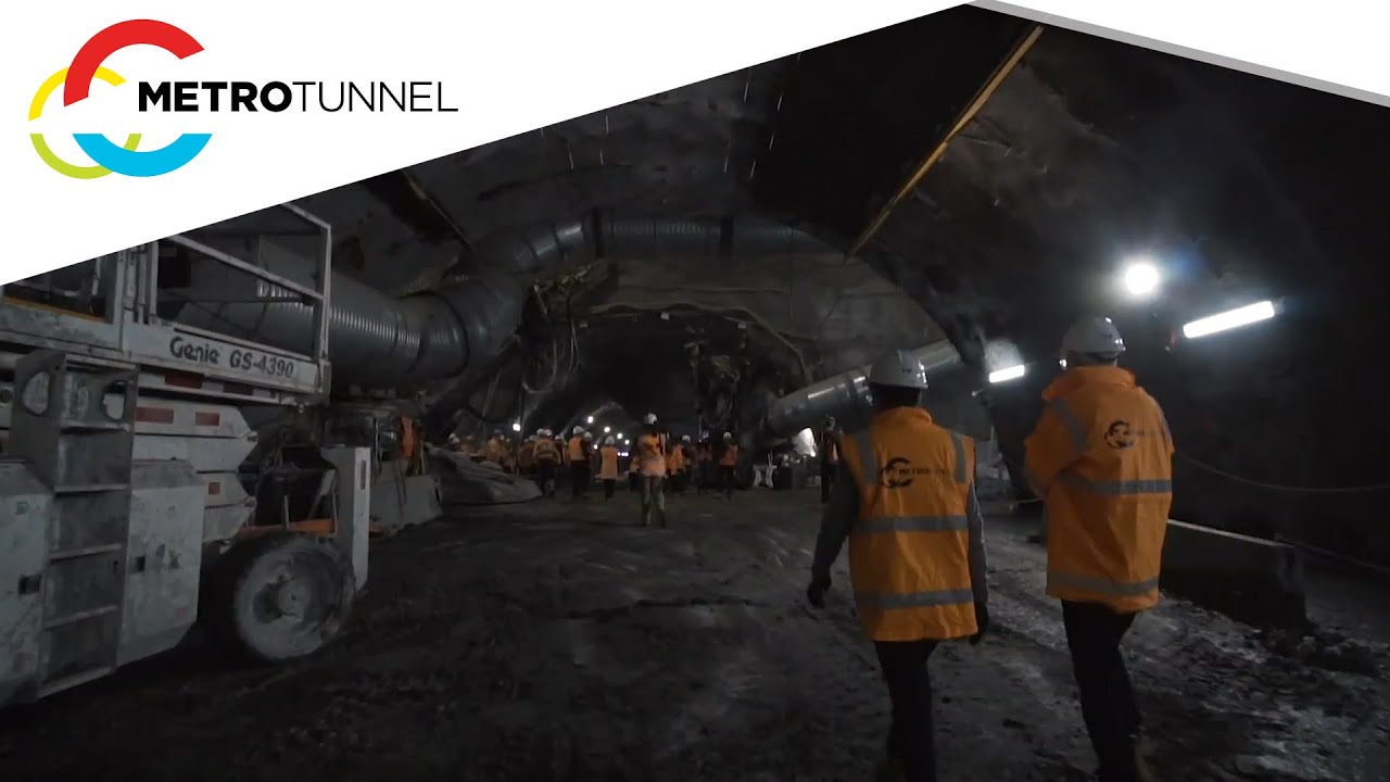 Roadheader breakthrough at State Library Station - YouTube