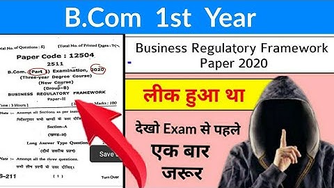 B.Com first Year | Business Regulatory Framework | Paper 2020 | #MJPRU | Paper Hacker, By suraj raj