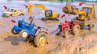 Jcb 3dx Holland Tractor Muddy Accident Pulling Out Jcb Crane Excavator ? Kids Toys Cartoon | ZR Toys
