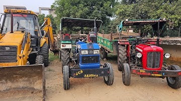 New Jcb 3dx Eco Excellence Gadi Loading Red Mud In Massey and Eicher Tractor | Jcb and Tractor