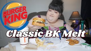 Classic BK Melt from Burger King with Nuggets and Fries Mukbang