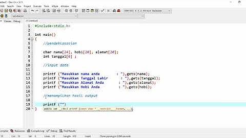 Program bahasa c menampilkan identitas diri