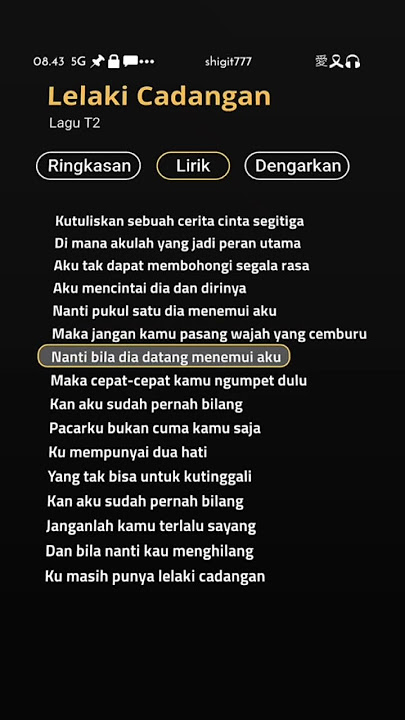 lirik lagu lelaki cadangan