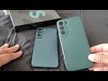 Samsung S22 (Green) UNBOXING + Green Leather Samsung Case