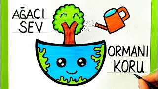 Orman Haftası Resmi Çizimi Kolay Orman Haftası İle İlgili Resim Çizimi - World Forest Day Drawing