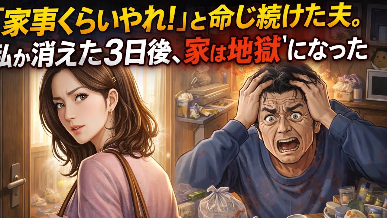 「家事くらいやれ！」と命じ続けた夫。私が消えた3日後、家は地獄になった