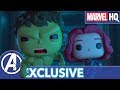 Marvel funko presents tick tick smash starring hulk  black widow  exclusive short