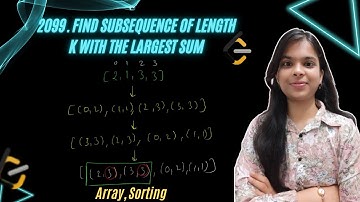 2099.Find Subsequence of Length K With the Largest Sum | Sorting | Priority Queue | Array | Leetcode