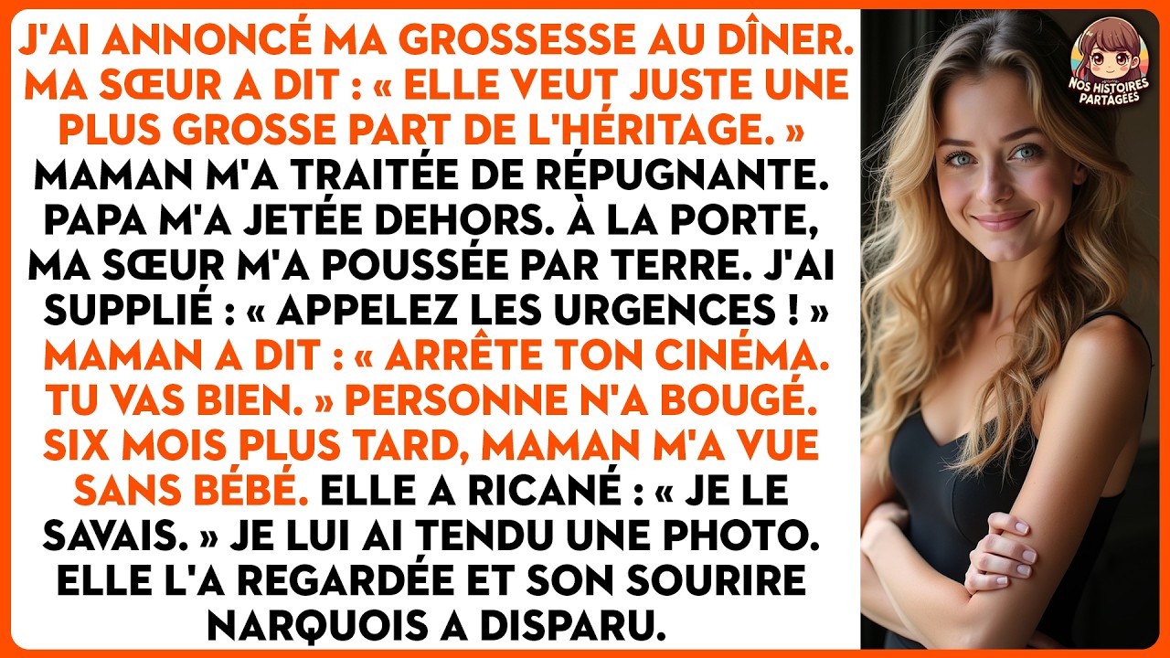 « Elle veut juste une plus grande part de l’héritage. » Ce sont les premières paroles de ma sœur quand j’ai annoncé ma grossesse, à la table de mes parents. Avant même que je finisse ma phrase, ma...