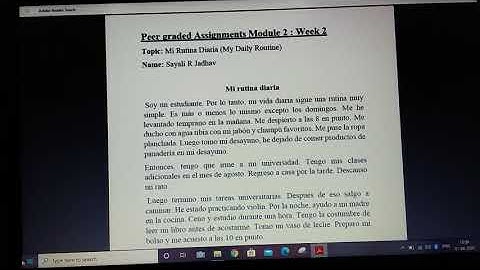 Coursera : Peer graded assignment: Module 2 : Week 2. Mi Rutina Diaria ( My Daily Routine) coursera