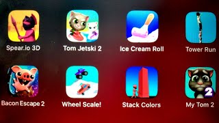 Spear io 3D,Tom Jetski 2,Ice Cream Roll,Tower Run,Bacon Escape 2,Wheel Scale,Stack Colors screenshot 2