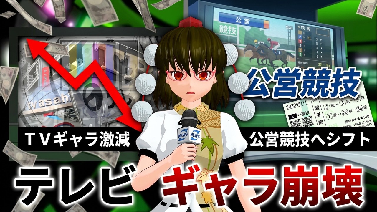 【聞き流し】 テレビの影響がまた下落へ… 地上波のギャラ下落で構造が変わる?【文々。新聞 外部出張所】
