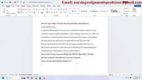 NSG 324: Topic 9 DQ 1 / NSG 324: Research and Evidence-Based Practice