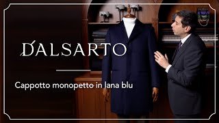 Cappotto monopetto in lana blu