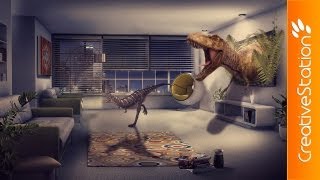 3D TV Jurassic Park - Speed art ( #Photoshop ) | CreativeStation