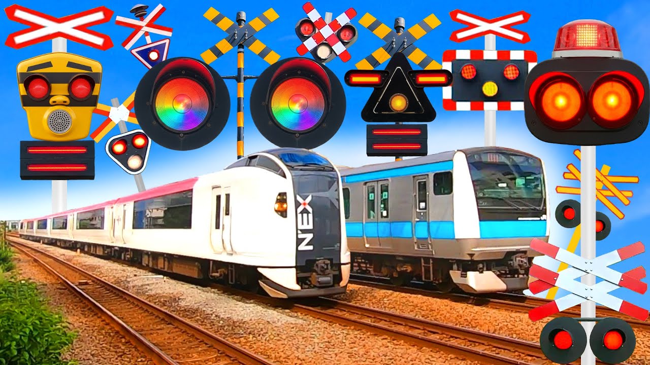 【電車】踏切動画【ふみきり 鉄道】train railway railroad crossing  成田エクスプレス 京浜東北線