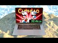 Speedrunning Cuphead while climbing a mountain